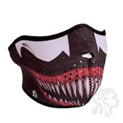 Black White Red Toxic Half Face Fang Skull Neoprene Mask Biker Costume Reverses — 第 1/4 张图片