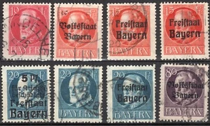 8 timbres oblitérés1914 surcharge BAVIERE BAYERN King Ludwig III à étudier 03 - Imagen 1 de 9