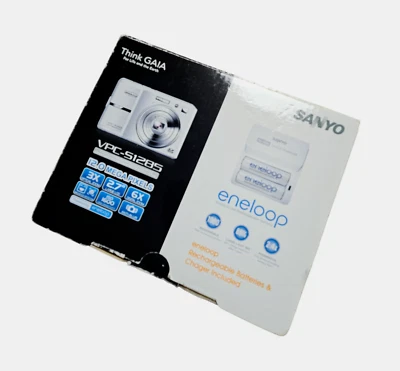 Sanyo VPC-S1285 Compact Point & Shoot 12 MP Digital Camera White w/ Box Untested - Image 1 of 4