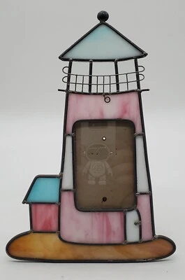 Lighthouse Stained Glass Picture Frame, Beach, Summer, Cottage Decor 9.5" Tall - Image 1 of 4