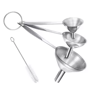 Small Funnels for Filling Bottles, 3 Pcs Stainless Steel Kitchen Funnel Set with - Picture 1 of 12