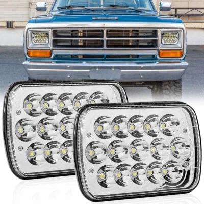 Pair 7x6'' 5x7'' LED Headlights Hi/Lo Beam For Dodge W250 D350 Ram 50 Ramcharger - Image 1 of 4