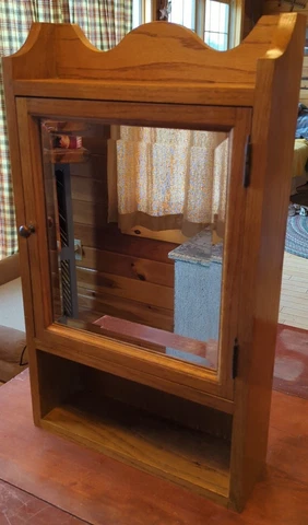 Vintage Wood Cabinet Wall Mount Bathroom Vanity Beveled Mirror Cupboard Cover