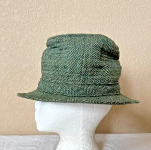 Irish Donegal Wool Tweed Bucket Hat Donegal Green Herringbone Ireland Millars - Picture 1 of 8