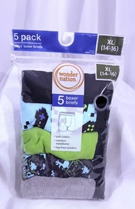 Boys Boxer Briefs 5 Pack Wonder Nation Size XL (14/16) Fun Gamer Desig Brand New - Picture 1 of 2