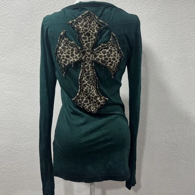 Camiseta VELVET STONE Algodón Manga Larga Talla S Bordada  Cruz Estrás Foto 1 de 4