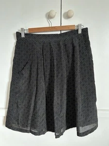 Toast Skirt UK 12 A-Line Pleated Silk Mini Black Polka Dot Georgette Lined - Picture 1 of 24