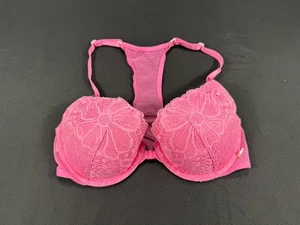 ✅Victorias Secret Racerback Demi Bra ✅Encaje Floral ✅Rosa ✅Cierre Frontal ✅ 32 D - Imagen 1 de 10