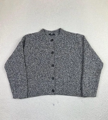 Uniqlo Sweater Womens XL Black White Marled Button Front Cardigan Knit - Image 1 of 4