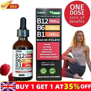 Vitamin B12 and B6 Liquid Drops, B12 Sublingual B - 5000mcg Supplement - Picture 1 of 13
