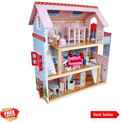 Casa de muñecas Chelsea casa de muñecas de madera con 16 accesorios, persianas de trabajo,... Foto 1 de 4