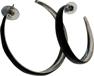 2" Black Hoop Earrings - Picture 1 of 1
