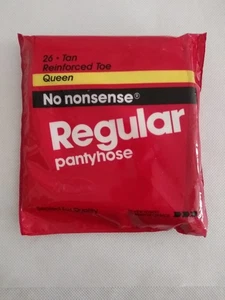 Vintage No Nonsense Regular Pantyhose Reinforced Toe Queen Tan #26 NOS Sealed - Picture 1 of 4