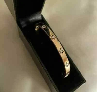 Designed Vintage 0.70Ct Love Women's Fine Bangle Bracelet 14K Yellow Gold Finish - Image 1 of 4