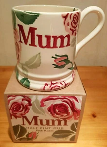 EMMA BRIDGEWATER BECHER MUMIE ROSA ROSEN HALBES PINT WEIHNACHTSGESCHENK VERPACKT MUTTERTAG