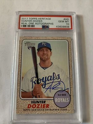 2017 Hunter Dozier Topps Heritage Real One Auto Rookie PSA 10 GEM MT!  Royals! - Image 1 of 2