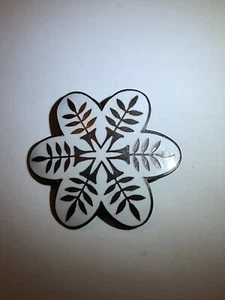 Signed STERLING White Enamel Gold Leaves Brooch Pin Flower Shape - Picture 1 of 7