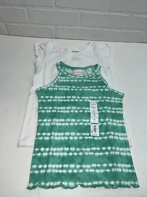 NWT! - Lot Of 2 Jumping beans Girls size 6 Tank Tops - White + Green - Image 1 of 4