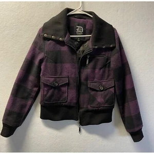 Dollhouse Collection Purple and Black Checkered Jacket Coat Size Medium - Picture 1 of 12