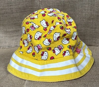 Sanrio Hello Kitty Yellow Bucket Hat Toddler One Size Bright Summer Whimsical - Image 1 of 4