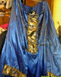 GORGEOUS VINTAGE RENAISSANCE SZ LARGE COSPLAY HALLOWEEN WEDDING DRESS ROYAL BLUE - Picture 1 of 2