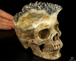 Rainbow 5.5" Quartz Rock Crystal Carved Crystal Skull, Super Realistic, Healing - Picture 1 of 10