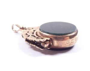 Spinner Fob Rose Gold Antique Bloodstone Birmingham 1900 - Picture 1 of 4
