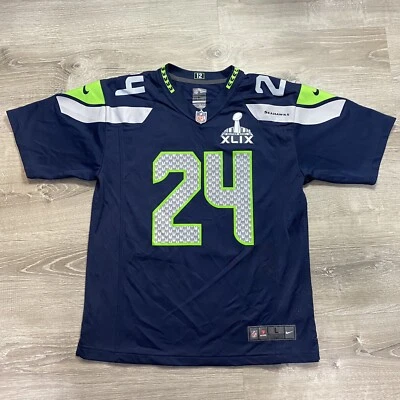 Camiseta Nike On Field Marshawn Lynch Seattle Seahawks Juvenil L Super Bowl XLIX🔥 Foto 1 de 4