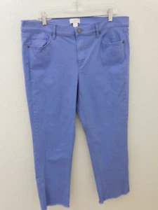 Pantalones de mezclilla cortos modernos LOFT para mujer 14 tiro medio dobladillo crudo lavanda púrpura primavera - Imagen 1 de 8