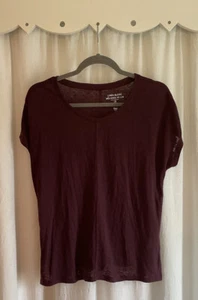 Camiseta para mujer Gap mezcla de lino top vino XS manga dolman costura delantera trasera - Imagen 1 de 6