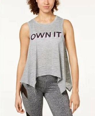 Camiseta sin mangas con dobladillo y pañuelo gráfico para mujer "OWN IT", talla XS material niña activa Foto 1 de 4