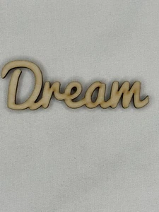 Custom Laser Cut Unfinished Uppercase Dream Word Shape Wood Craft Cutout - Picture 1 of 2