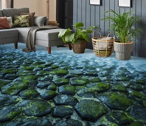 3D Seaside Stones 35RAIN46 Floor WallPaper Murals Wall Print Decal AJ Honey - Picture 1 of 6