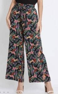 Ladies Size 8 ROCKMANS Wide Leg Leaf Print Pants- *NEW* RRP $59.99 - Picture 1 of 5