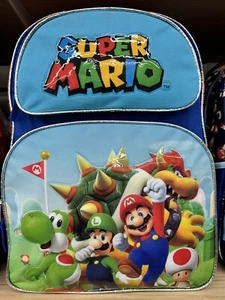 Official Super Mario 16 Inch School Backpack Bag Luigi Bowser Yoshi 2024 - Picture 1 of 3