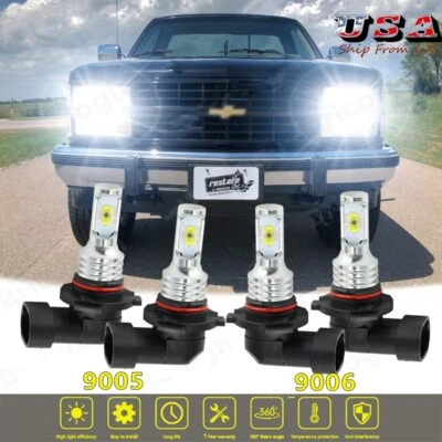 Para Chevy C1500 2500 3500 1990-1998 6000K Faro LED 4*Bombillas Vi/Baja Haz Combo Foto 1 de 4