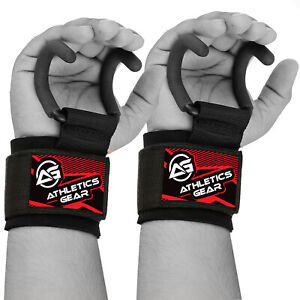 Pro Weight Lifting Training Gym Hook Grips Straps Gloves Wrist Support Lift