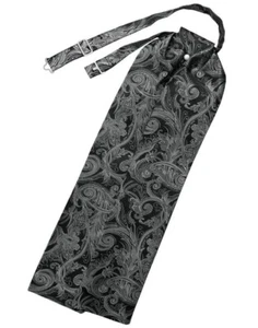 Men's Black Grey Silver Tapestry paisley Ascot Cravat Victorian Dickens Wedding - Picture 1 of 1