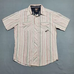 Vintage Y2K Split Shirt Adult Medium 90s Button Up Skateboard Short Sleeve - Picture 1 of 11