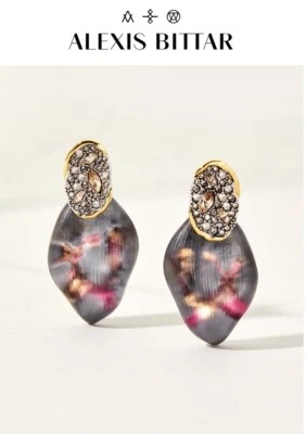 Brincos 100% autênticos Alexis Bittar Solanales multicoloridos Lucite & Crystal Lake - Imagem 1 de 4