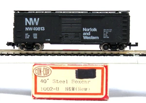 CONCOR #1002-U N Scale Norfolk and Western N&W 40' Steel Box Car, C8 - Picture 1 of 2