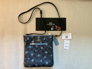 Nuevo con etiquetas Bolso Bandolera Coach Tira Rowan File Azul Copo de Nieve Guijarro Cuero Cremallera CF285 - Imagen 1 de 9