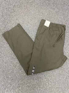 M&S Linen & Cotton Green Casual Trousers Elastic Drawstring Waist Size 2XL PC - Picture 1 of 7