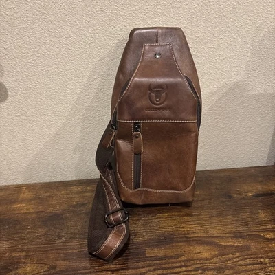 Bull Captain Men Chest Bag Genuine Leather Crossbody Shoulder Bag Sling Bag NWOT - Image 1 of 4