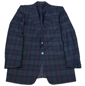 Chaqueta Blazer Vintage Burberry Azul Marino Verde A Cuadros 100% Lana Para Hombre’s 54 Regular - Imagen 1 de 10