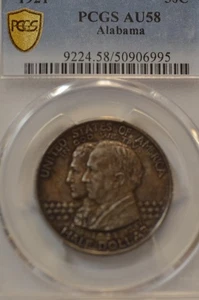 1921 Alabama Centennial Half Dollar PCGS AU58 Item # 6642 - Picture 1 of 4