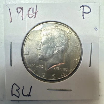 Moneda de medio dólar Kennedy 1964-P 50c de Estados Unidos, 90 % plata, BU, bonito brillo Foto 1 de 2