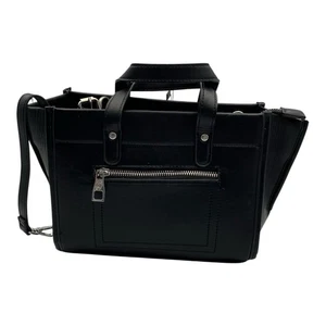 Stradivarius Black Faux Leather Handbag Medium Silver Hardware - Picture 1 of 6