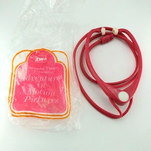 VINTAGE 1970s TWA Airlines InFlight Entertainment pink Headset w/ original bag a - Picture 1 of 7