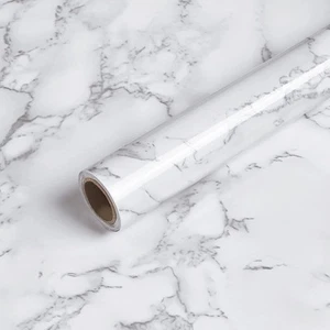 Caltero Marble Contact Paper 15.7" x 118" White Grey Wallpaper Peel and Stick... - Picture 1 of 8